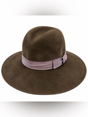 Vintage Makins New York Women’s Brown Felt Wide Brim Hat Round Crown Ribbon